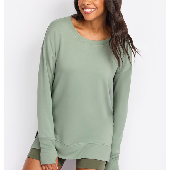 We Wander Tops - We Wander Shirt Womens Large Luxe Loop Side Split UPF 40 Soft Green Soft Modal